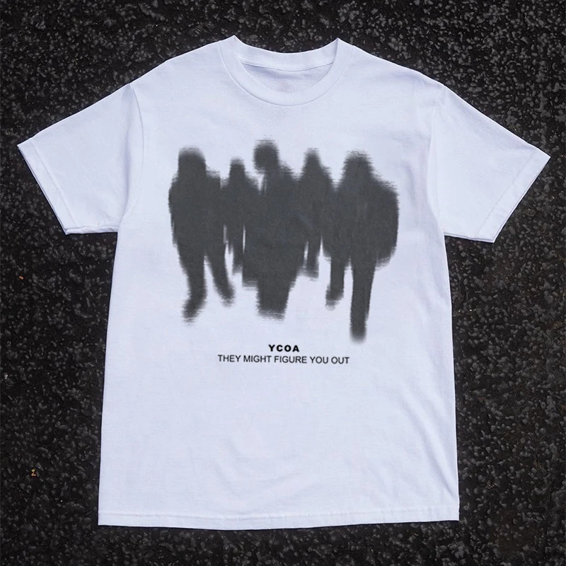 Mens T-Shirts Oversized Shadow Cotton Harajuku Goth Y2k Streetwear Tops Short Sleeve Korean Fashion Hip Hop Aesthetic Clothing 240814