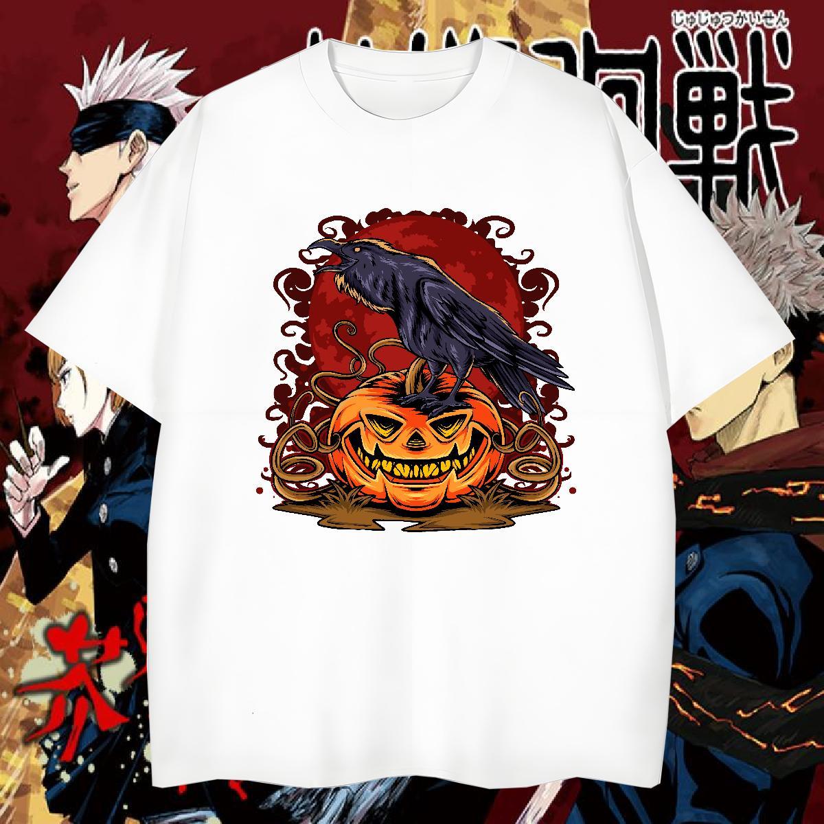 Brand T Shirts Men 230g 100% Cotton Halloween Daily Outfit Top Tees O-Neck Short Sleeve Wholesale Tshirt for Man Woman Asian Size