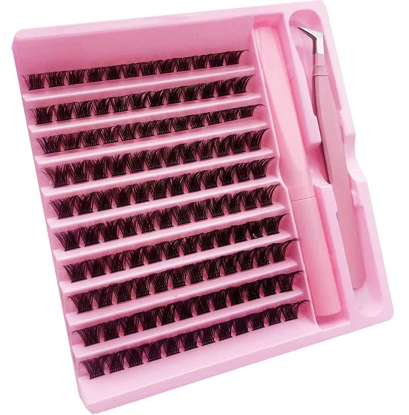 DIY eyelash extension kit eyelash cluster tape adhesive eyelash cluster Wispy D curly false eyelash cluster tape Tweezers W240803