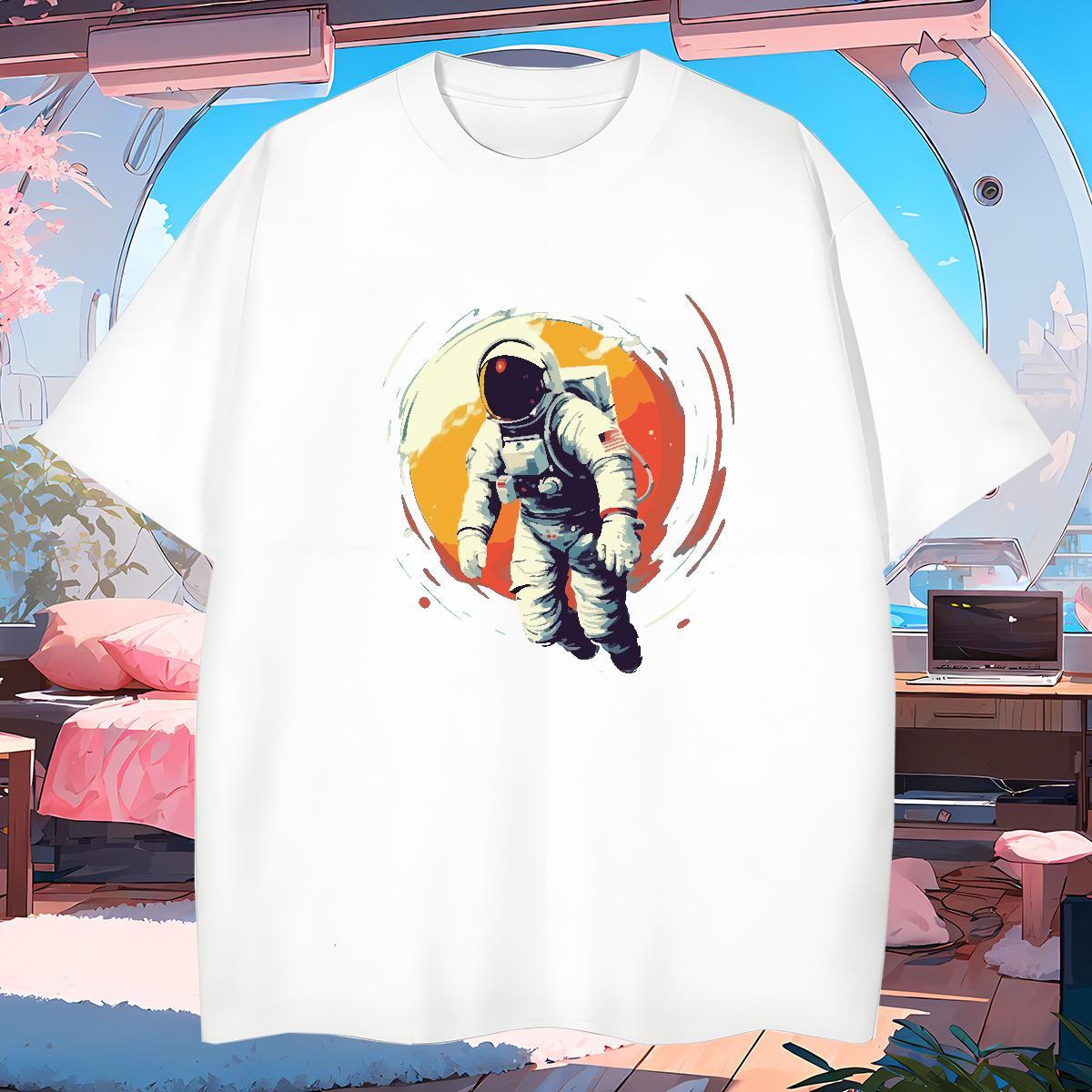 Men T Shirts 230g Cotton cosmonaut Sports Casual Pure Cotton Customized Men Tops Tees New Designer Loose Fit Clothes