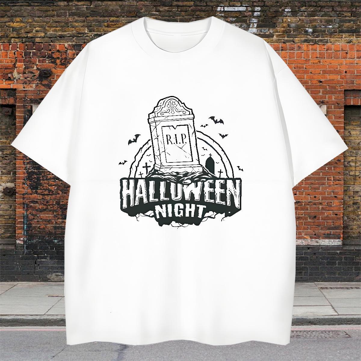 Customized T shirt 230g Pure Cotton halloween Casual Beach Tops Shirt O Neck Short Sleeves Cool Men Tshirts Black White