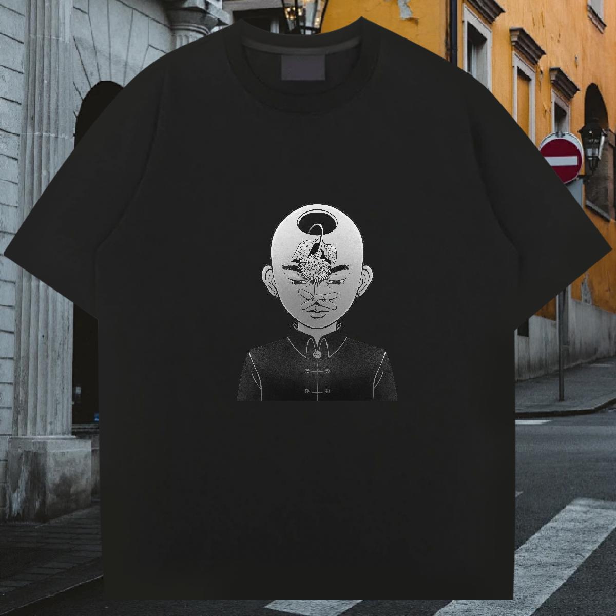 Men T Shirts 100% Cotton 230g portrait Beach Breathable Short Sleeve Oversized 3XL 4XL Couples T Shirts Fashion Casual Soft Top Tees