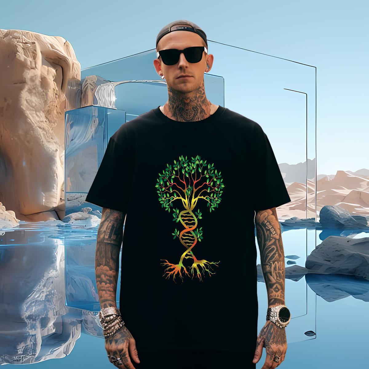 Mens T Shirts 230g Pure Cotton tree Sports Casual Breathable Crew Neck Customized Tshirt for Man Woman Fashion Loose Fit Tshirts