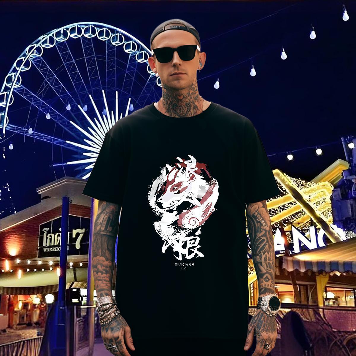 T shirt 230g Pure Cotton Line Dragon Daily Outfit Breathable Short Sleeve Custom Printing Tshirts DIY Customized Comfortable Polos