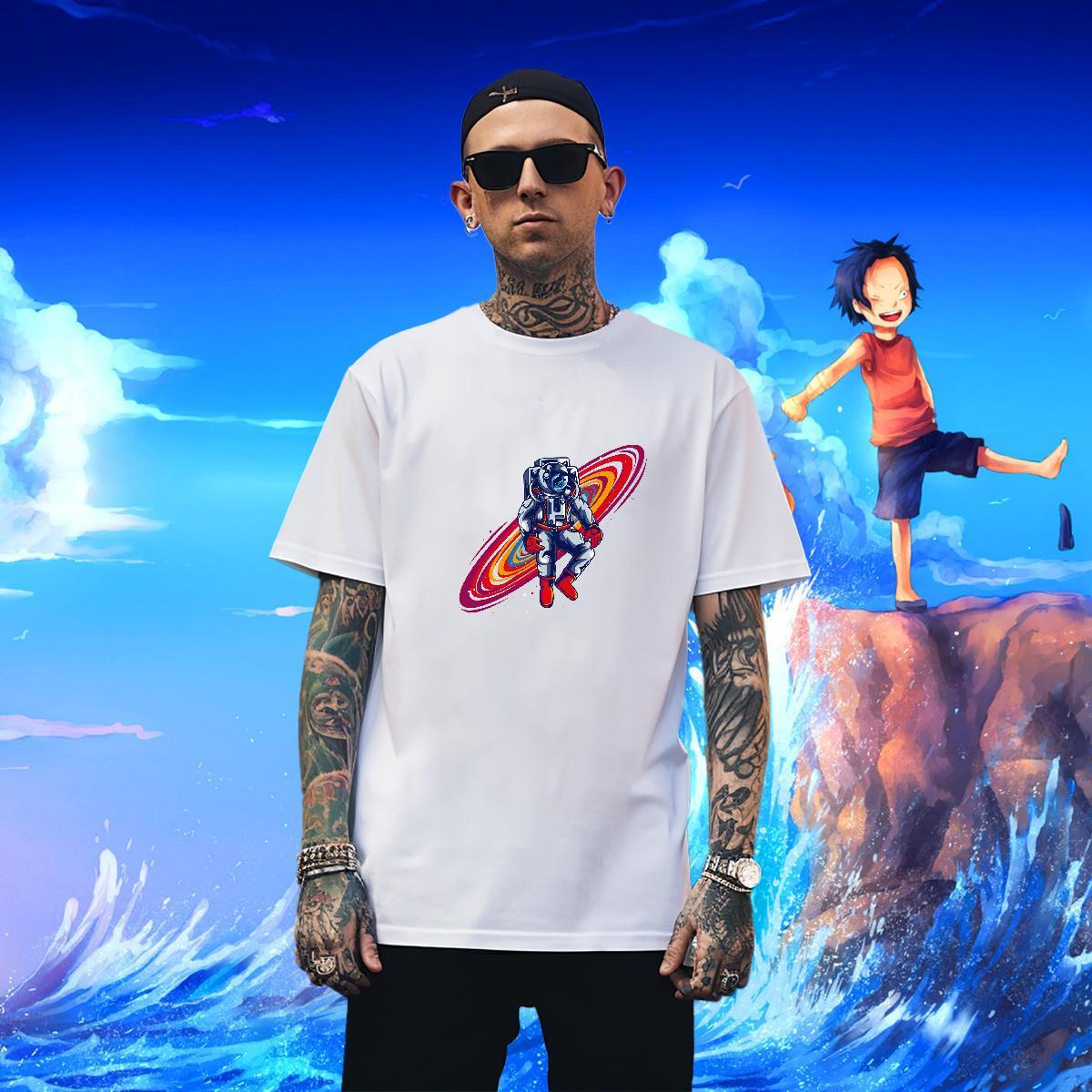 Man T Shirts 230g 100% Cotton universe Sports Casual Short Sleeve O-Neck Plus Size Cartoon Men Tops Tees Factory Direct Soft Tops Shirt