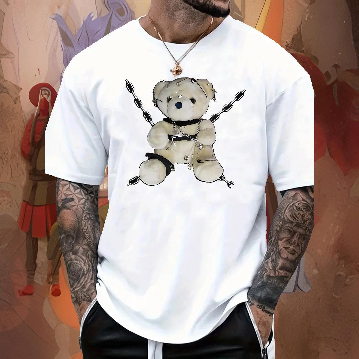 Cool Design Men Tees 230g 100% Cotton Daily Wear bear DIY Breathable Short Sleeve Classic Casual Mens T Shirts Top Tees