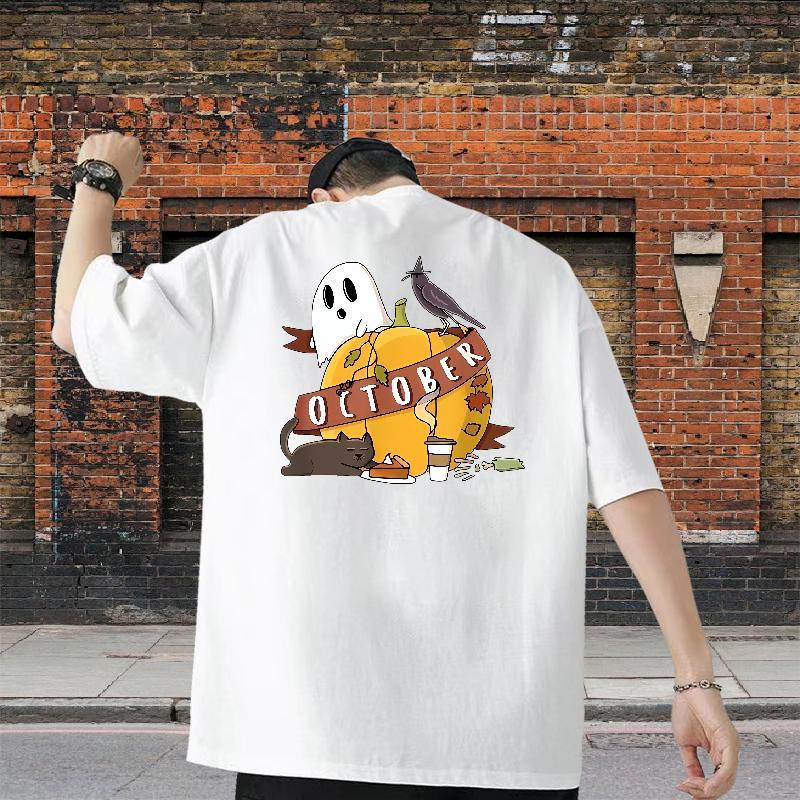 Fashion Casual T shirt 100% Cotton 230g pumpkin Street Wear Crew Neck Breathable Loose Fit Tshirt for Man Woman Custom Anime