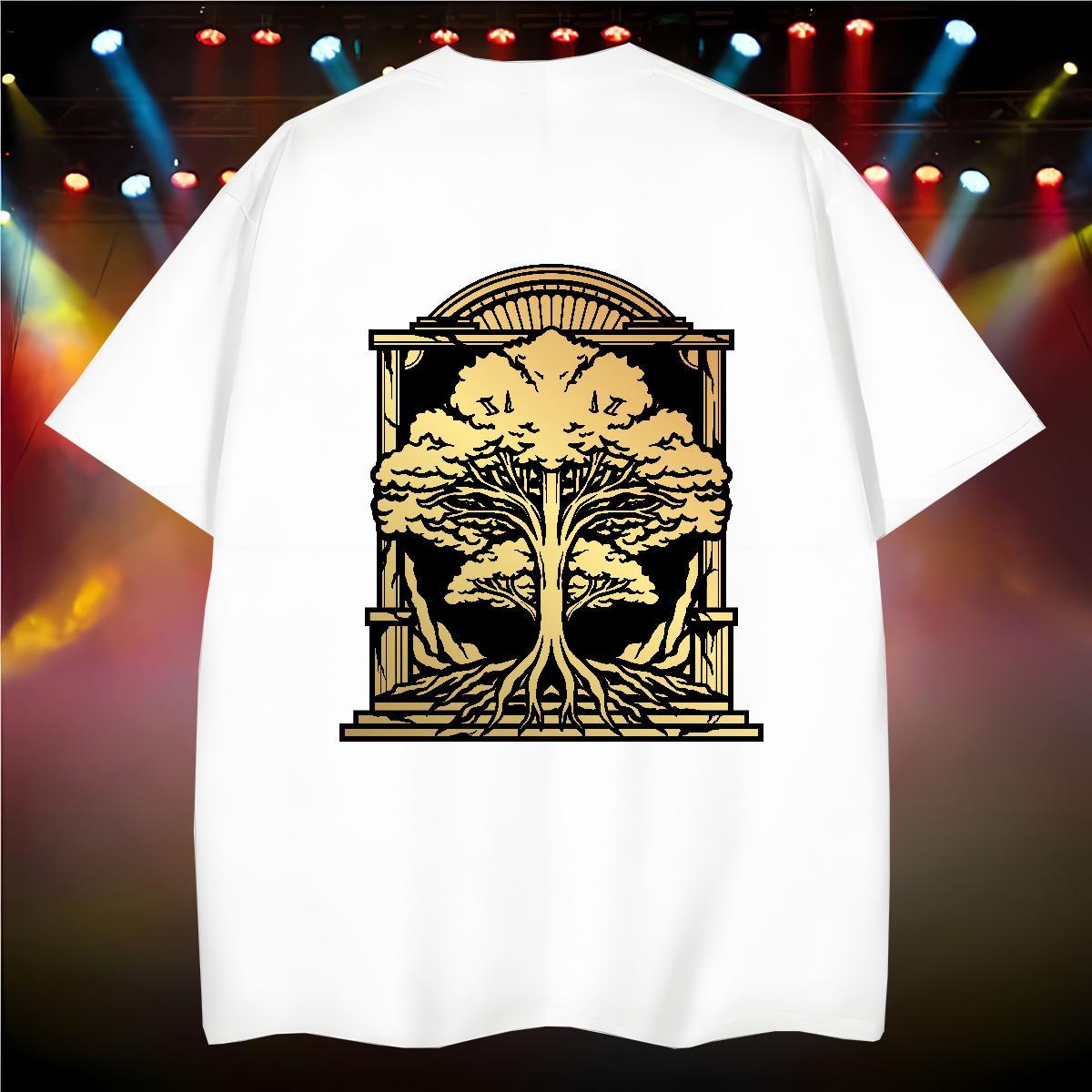 T-Shirts for Men 230g 100% Cotton tree Street Breathable Short Sleeve White Plus Size Men Tops Tees Fashion TOP Quality Tshirts