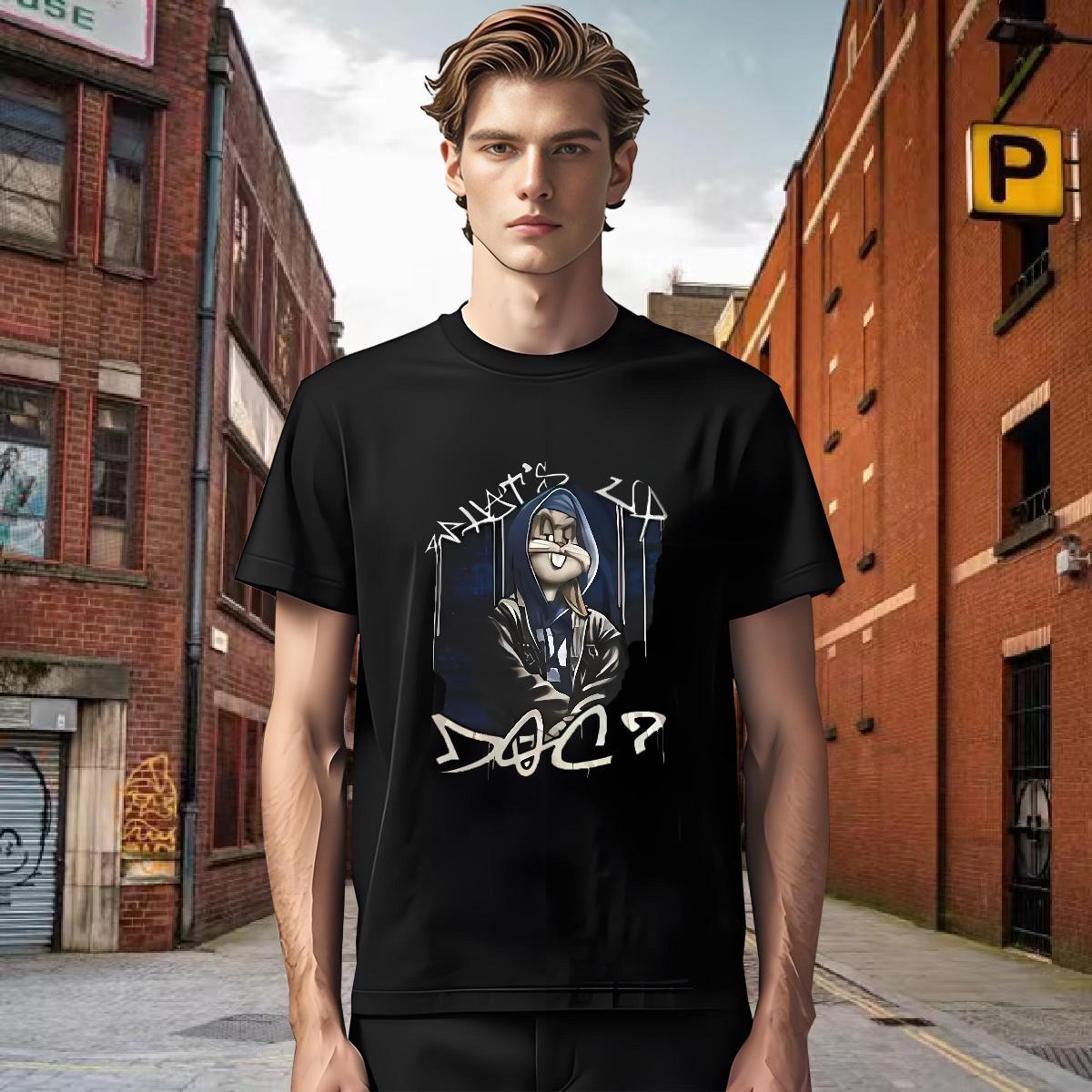 Classic Couples T Shirts 100% Cotton 230g rabbit Men T Shirts Hip Hop O Neck Short Sleeves Anime Fashion Wear