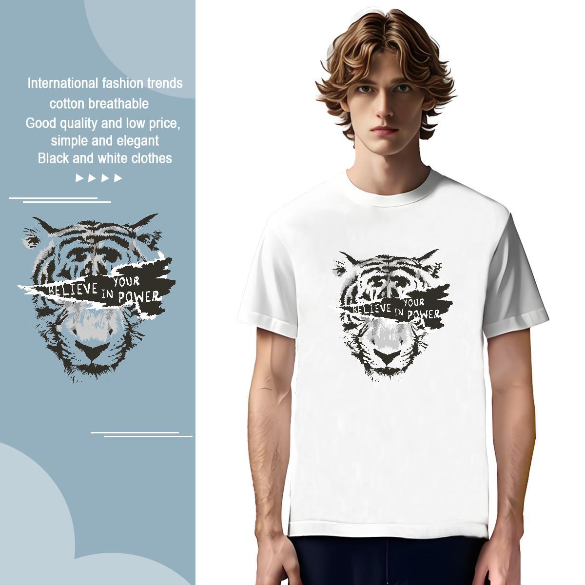 Man T Shirts 100% Cotton 230g leopard Street wear Hip Hop Breathable Short Sleeve Plus Size Custom Men Clothes T-Shirt DIY Customized Designer Tshirts