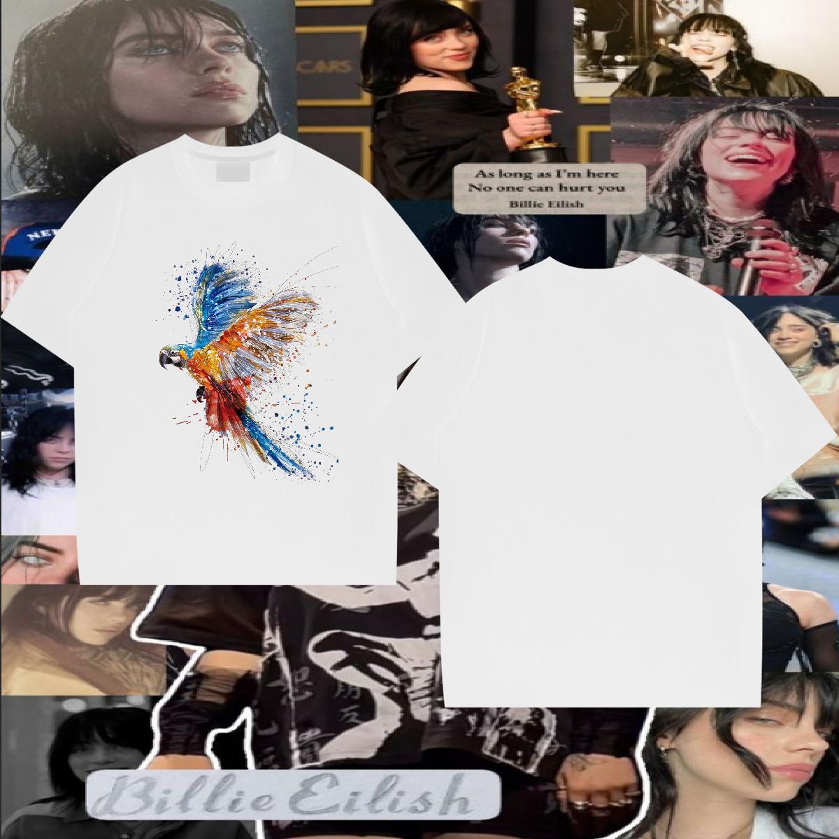 New T Shirt For Man 230g Cotton parrot Street wear Hip Hop Tops Shirt Breathable Short Sleeve Unisex Men Tees Cartoon Printing L-4XL