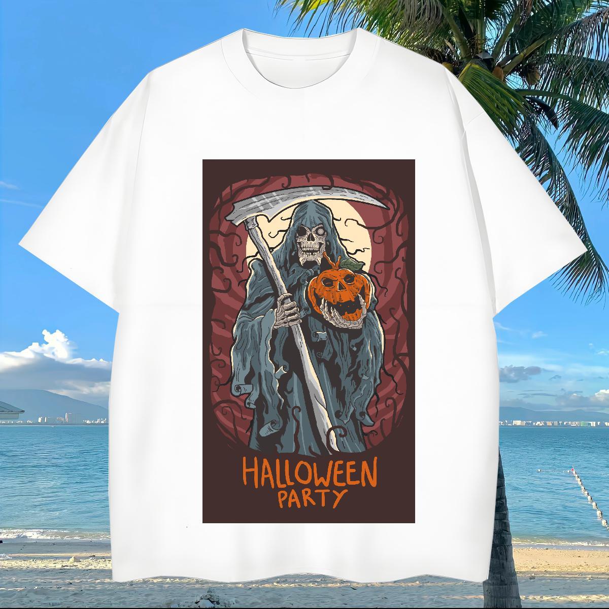 New Arrival Man T Shirts 230g Cotton Halloween Summer Casual Tees Breathable Short Sleeve High Quality Men Clothes T-Shirt Custom Big Size