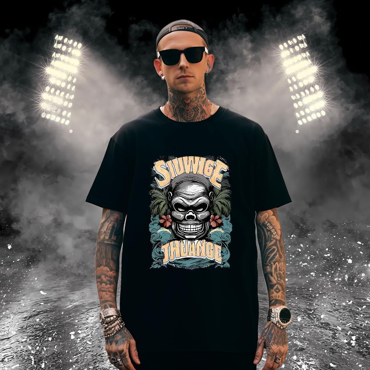 T shirt 230g 100% Cotton chimpanzee Sports Casual O Neck Short Sleeves Cartoon Printing L-4XL Mens Tshirts New Unisex Clothings