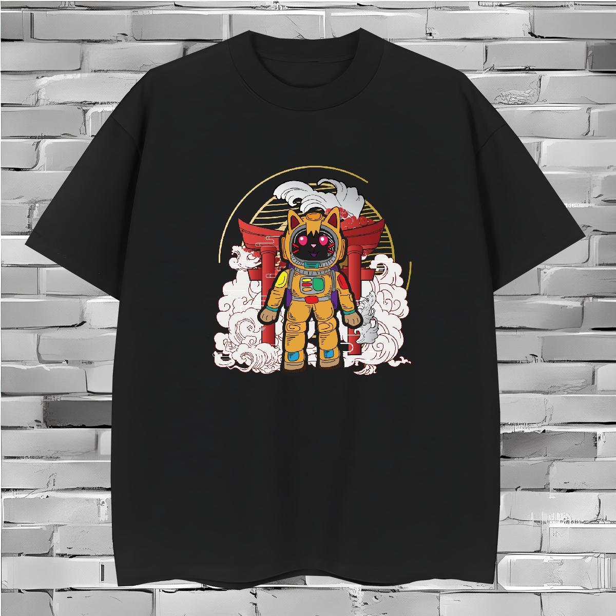 T Shirt For Man 230g Cotton cosmonaut Street Casual Crew Neck Breathable Skull Tshirts Designer Fashion Free Shipping Wear