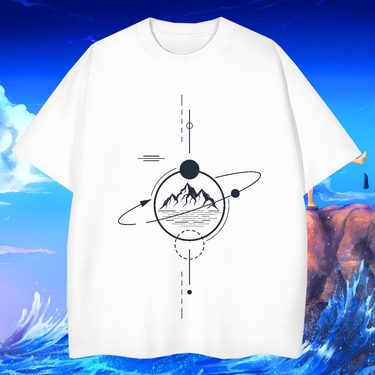 Loose Fit Tshirt for Man Woman 230g Cotton Anime Printing Street mountains Customized Print Breathable Short Sleeve Brand T shirt Tops Shirt