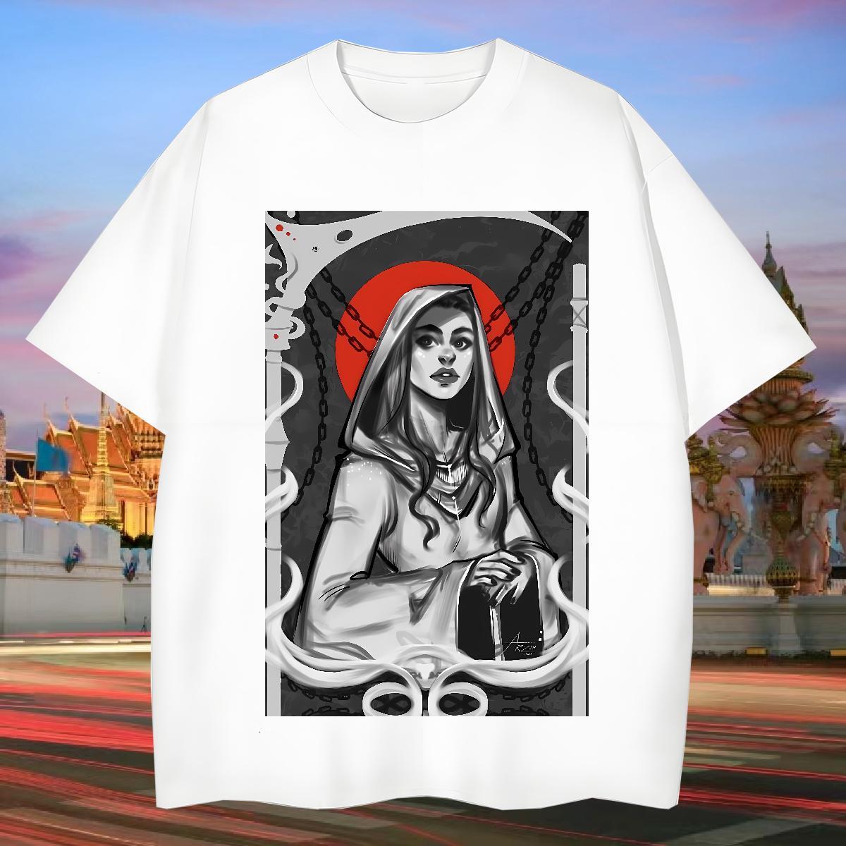 T shirt 230g Cotton nun Daily Outfit Crew Neck Black Oversized Men Tshirts Custom Cool Clothes