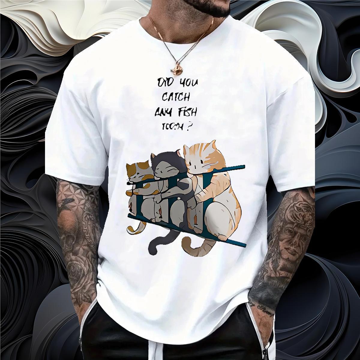 Stylist Men T Shirts 230g Pure Cotton cat Spring Summer Tee Shirt Breathable Crew Neck Brand Tshirt for Man Woman Cartoon Printing L-4XL