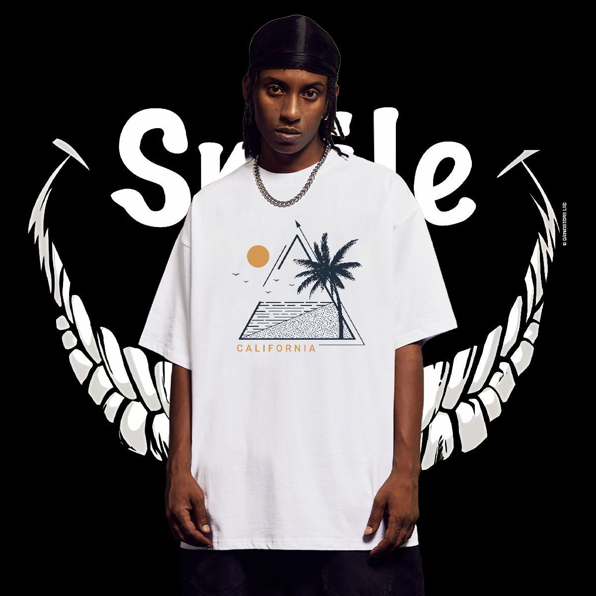 2024 T Shirt For Man 230g Cotton tree Hip Hop Street Tops Tees Breathable Short Sleeve Loose Men Tees DIY Logo Oversized