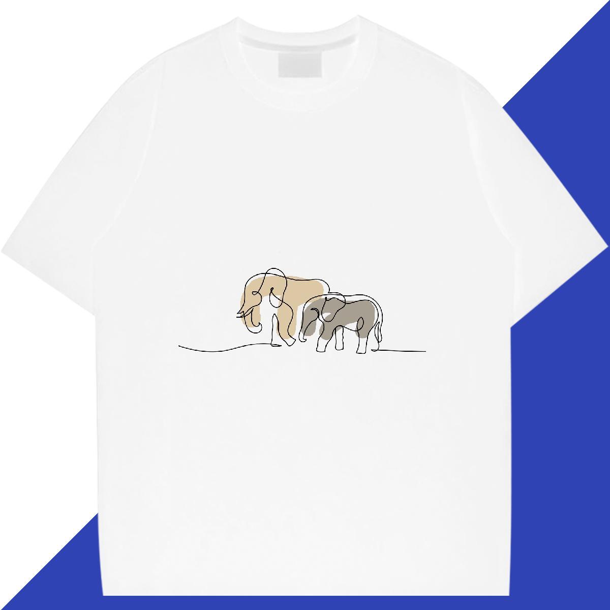 Cool Men Clothes T-Shirt 230g Pure Cotton Street Elephant DIY Logo Oversized Crew Neck Brand T-Shirts for Men Tees