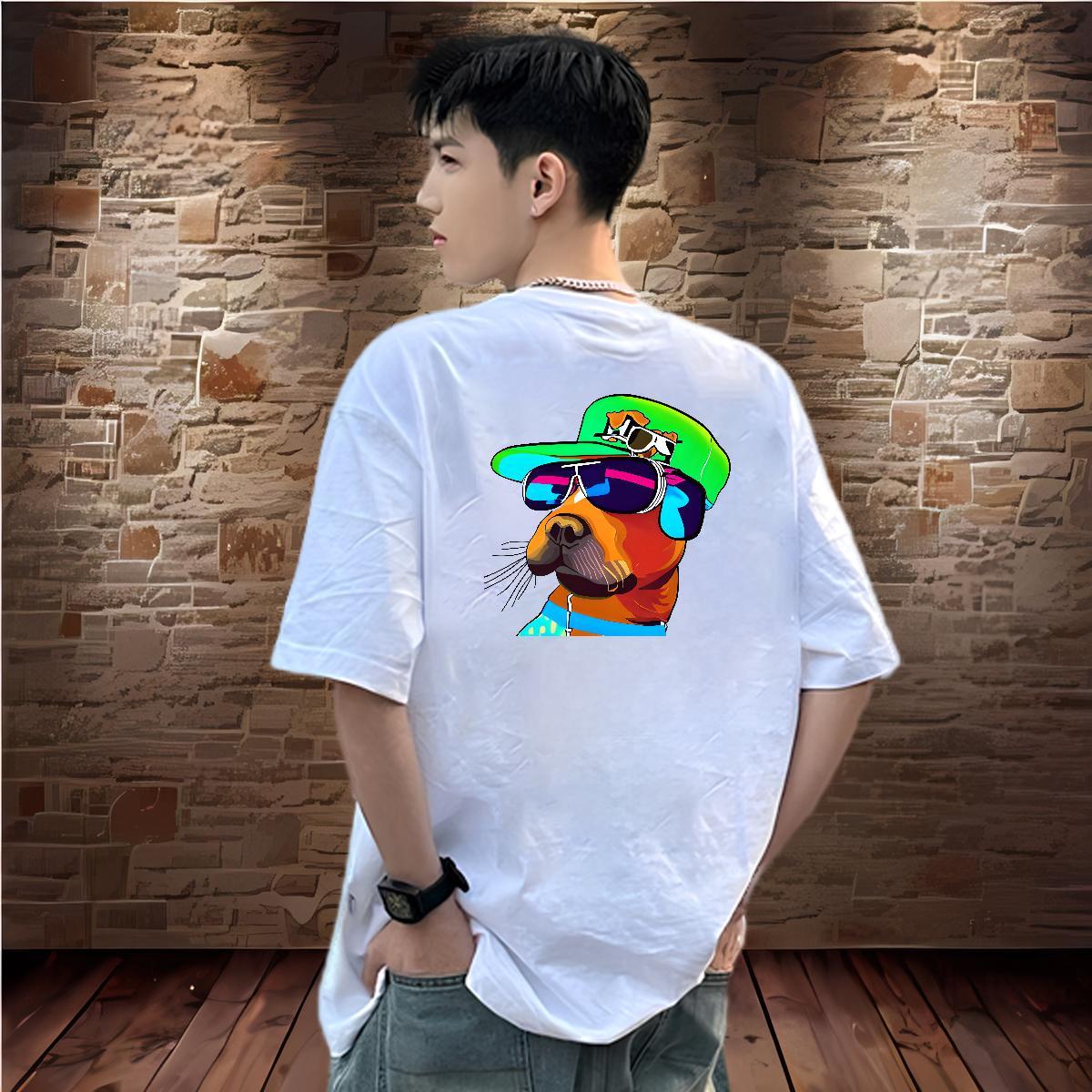 2024 DIY Mens T Shirts 230g Cotton dog Sports Casual Clothes Round Neck Short Sleeve Unisex Men Tops Tees Custom Printing