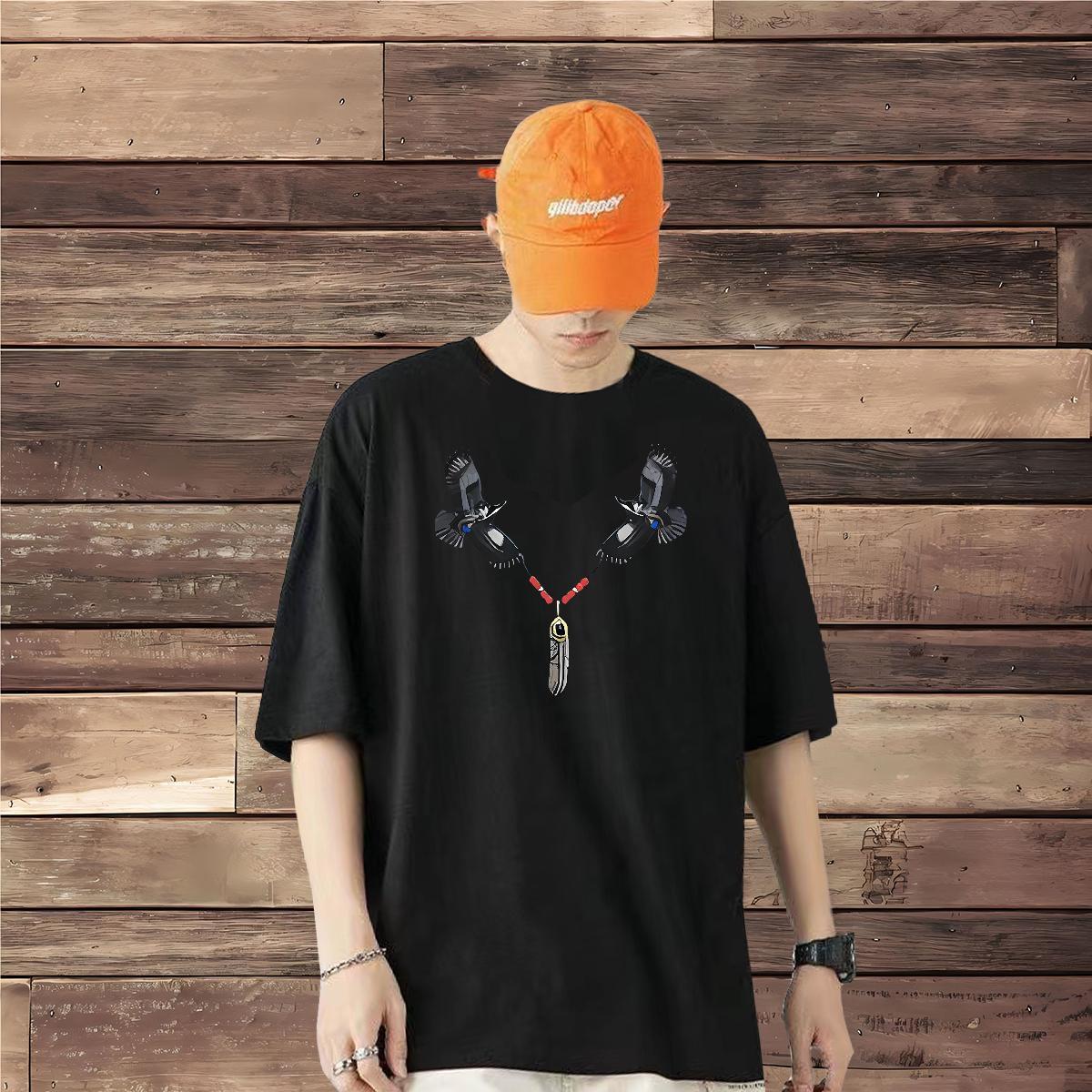 Factory Direct T Shirt For Man 230g 100% Cotton eagle Anime Printing Street Clothings Breathable Free Shipping Couples T Shirts Oversized