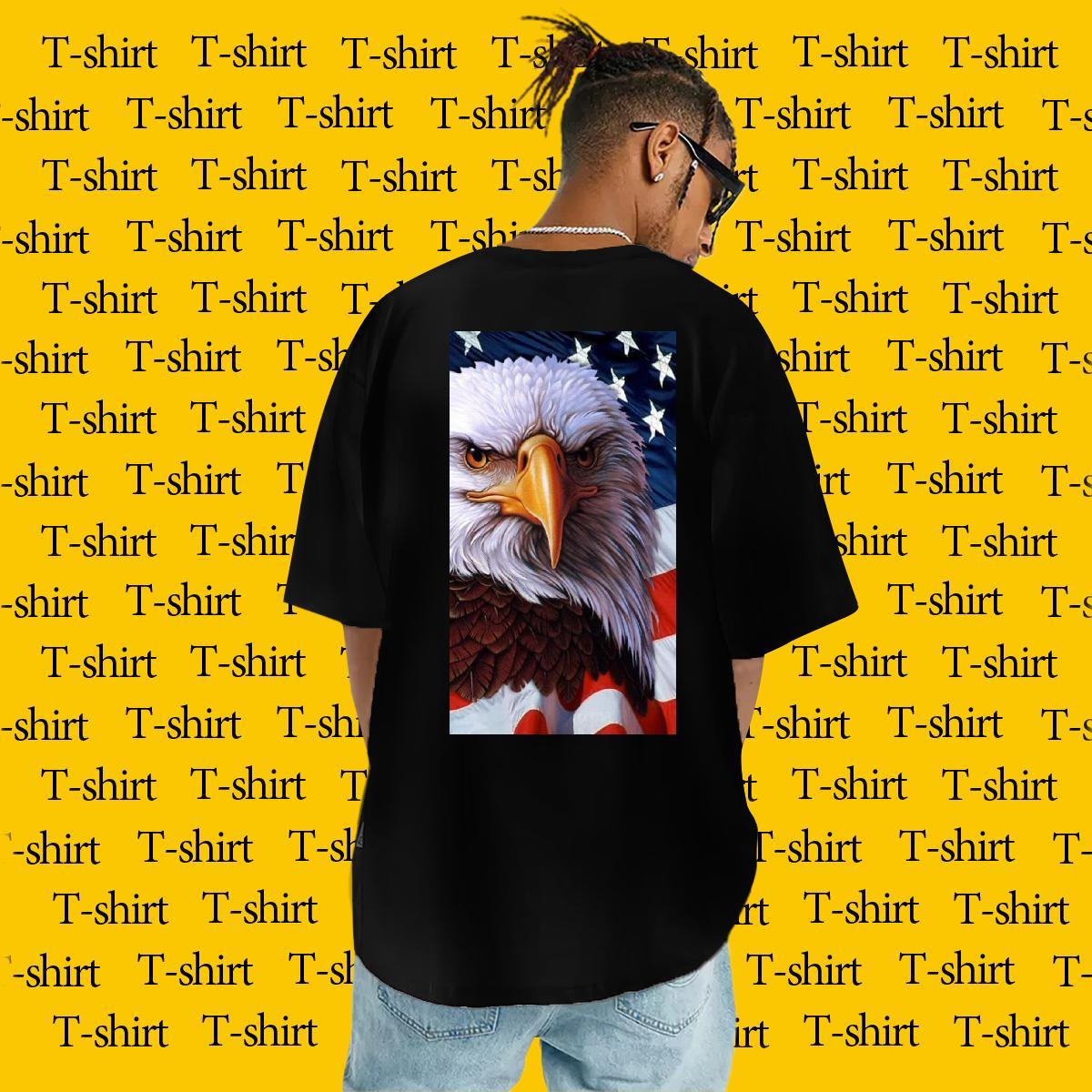 2024 Mens T Shirts 100% Cotton 230g eagle Home Outdoor Tees Shirts Breathable Short Sleeve Loose Tshirt for Man Woman Anime Print