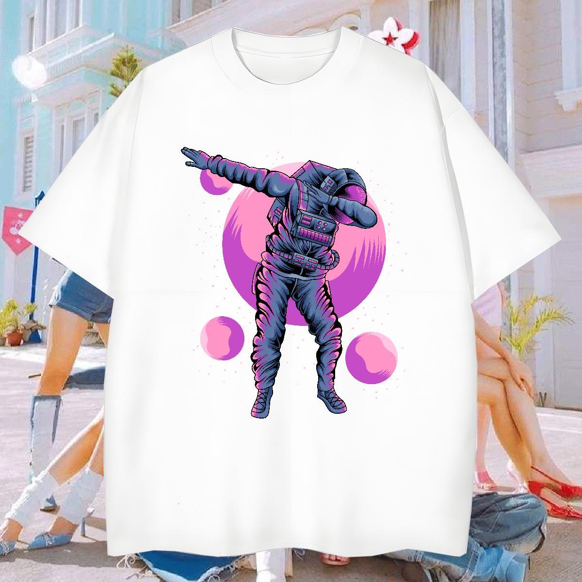 T Shirt For Man 230g Cotton cosmonaut Casual Breathable Oversized 4XL Tshirt for Man Woman 2024 DIY Popular Tshirts