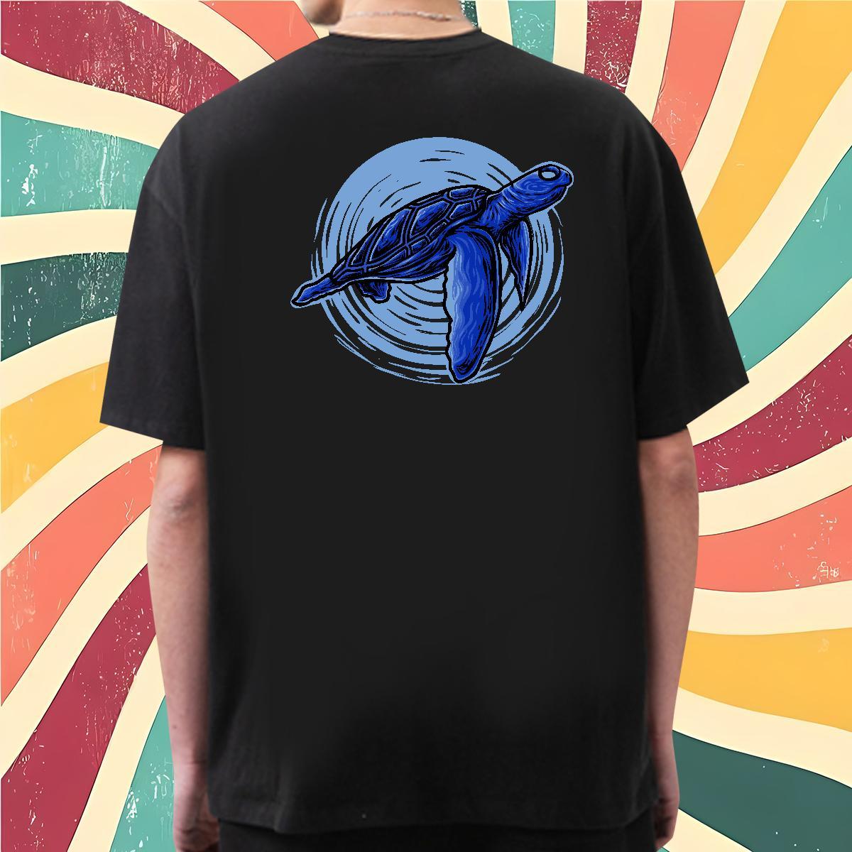 Classic Casual T-Shirts for Men 100% Cotton 230g tortoise Anime Printing Street Tshirts Short Sleeve Soft Cool Men Tees Plus Size Custom