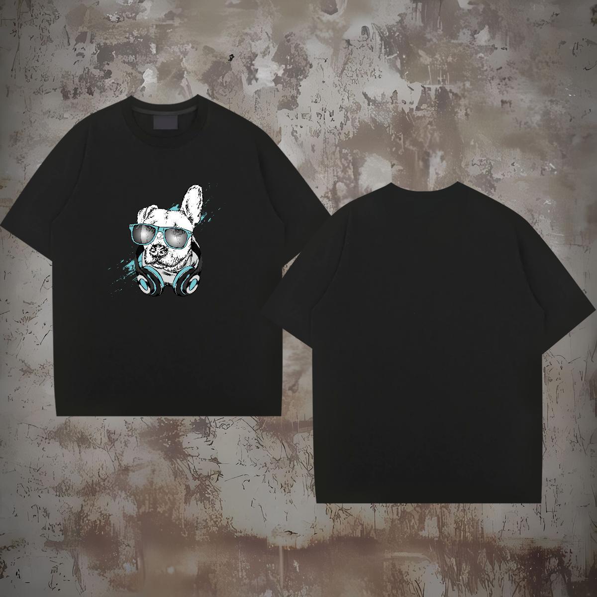 Designer Fashion T Shirts Men 230g Pure Cotton dog Beach Tops Tees Crew Neck Breathable Soft Mens Tshirts Anime