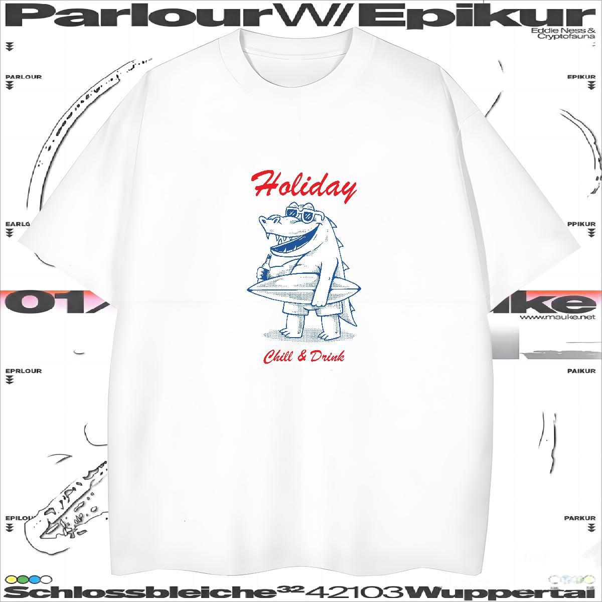 Mens T Shirts 230g 100% Cotton crocodile Daily Outfit Short Sleeve O-Neck DIY Couples T Shirts 2024 New Cool Wear