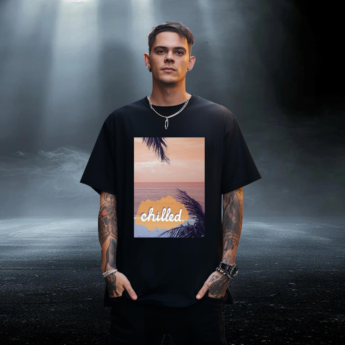 Loose Fit Mens Tshirts 230g 100% Cotton Street Casual beach Anime Breathable Short Sleeve New Arrival T-Shirts for Men Tops