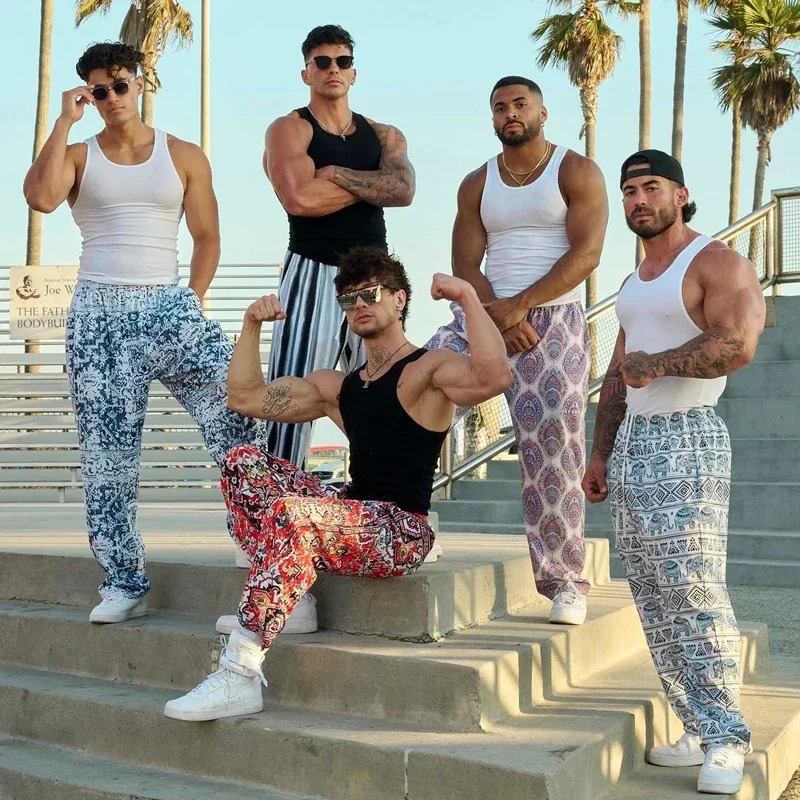 American youngla Style Retro Thin Trousers Joggers Gym Summer Sports Fitness Quick Dry Breathable Loose Casual Pants 240806