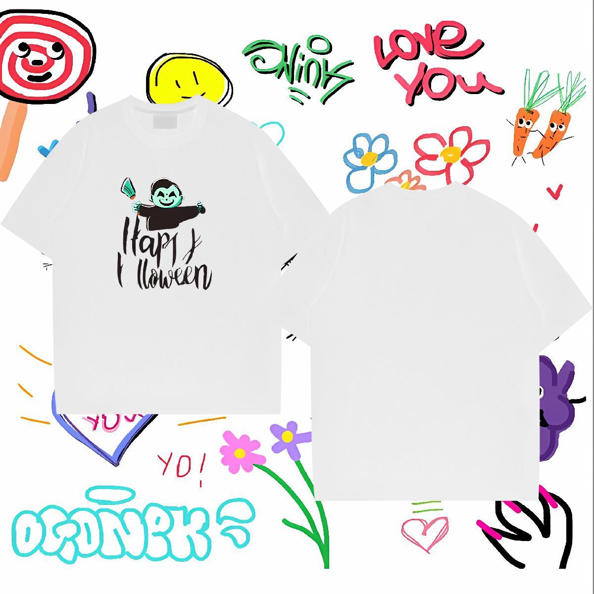 Custom Men T Shirts 230g Cotton halloween Street Casual Tops Tees Short Sleeve O-Neck Unisex Men Tshirts Cartoon Printing L-4XL