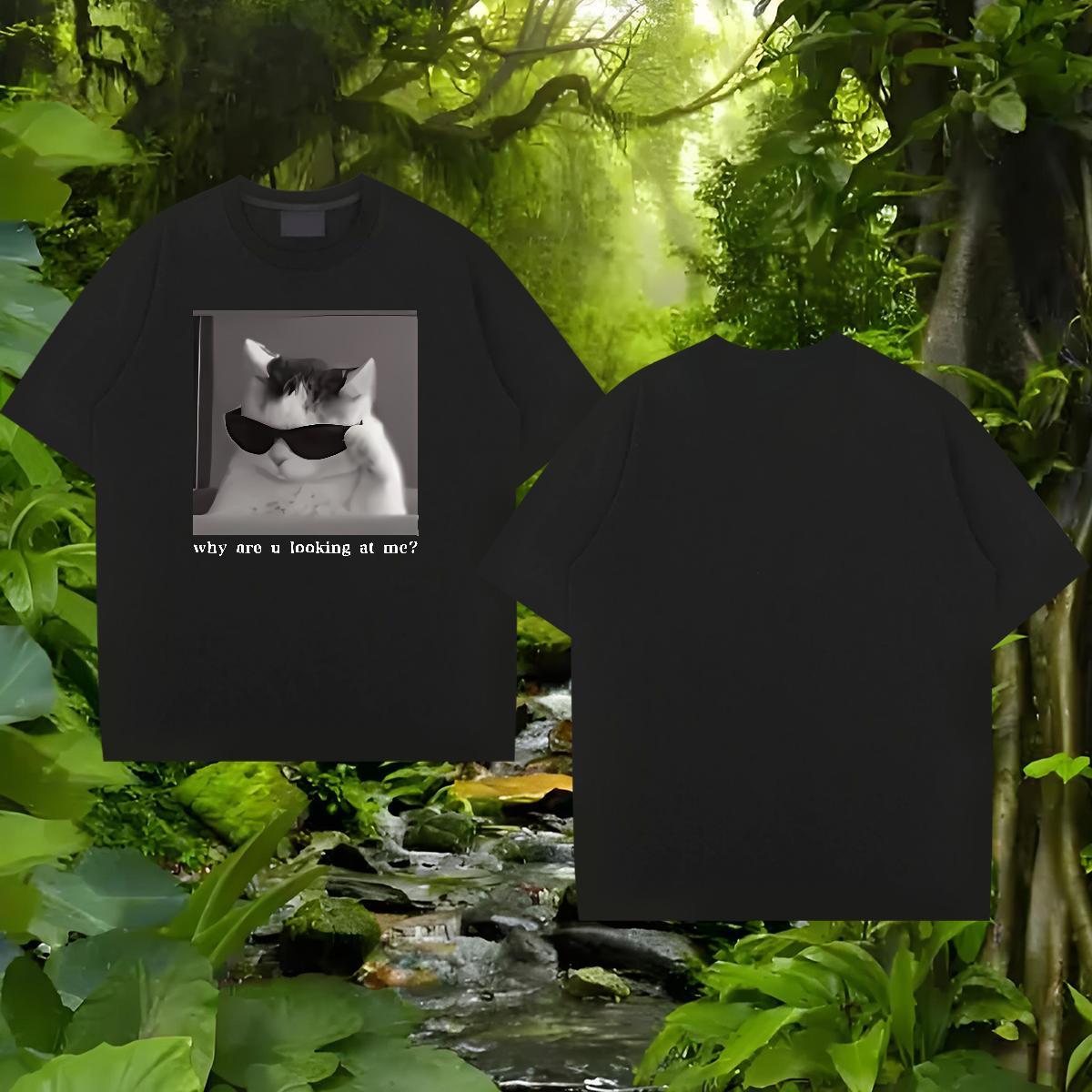 2024 DIY T Shirt For Man 230g 100% Cotton cat Street wear Hip Hop Tees Round Neck Short Sleeve Unisex Couples T Shirts Custom Print Plus Size