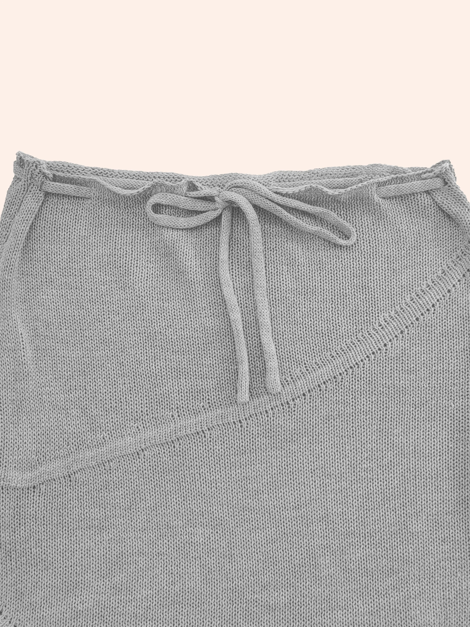 Solid Knitted Drawstring Waist Side Shirring Skirt Casual Asymmetrical Ankle Skirt Womens Clothing 240806