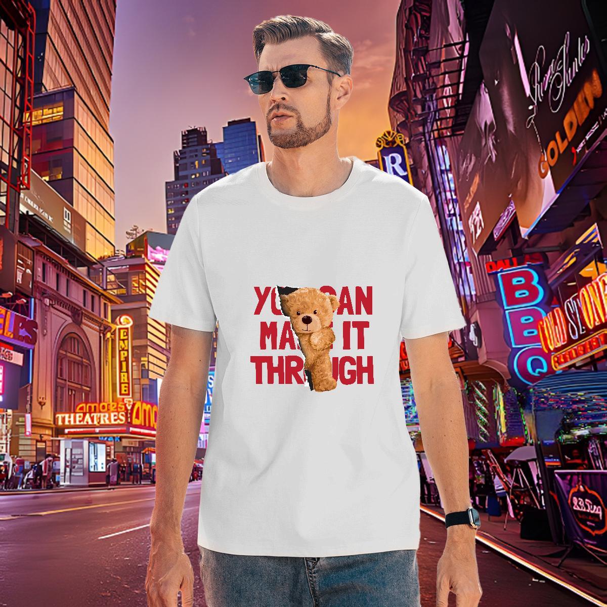 Comfortable Men Tops Tees 230g Cotton bear T shirt Home Outdoor Short Sleeve O-Neck Custom Big Size 2024 New Tees Shirts