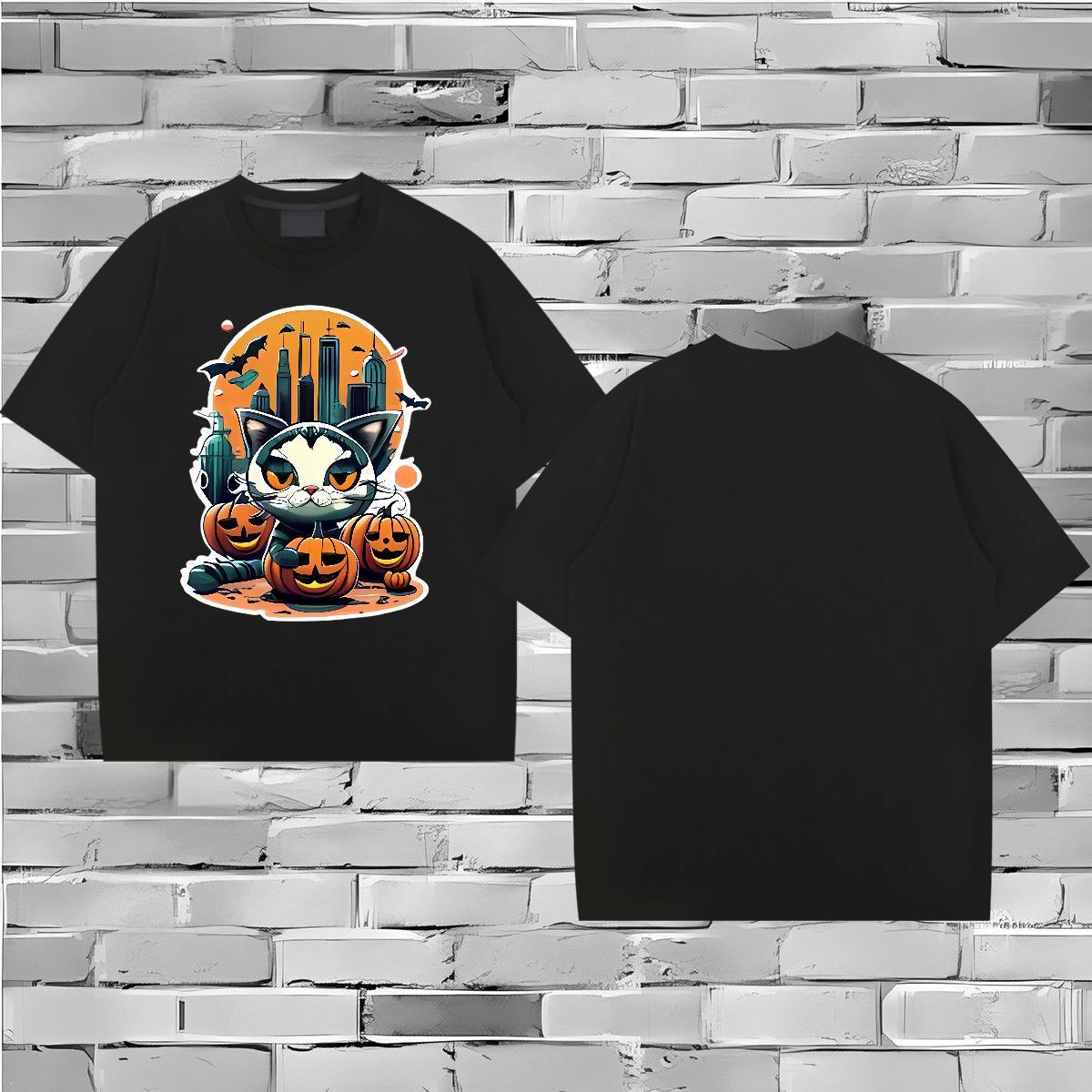 New T shirt 100% Cotton 230g halloween Hip Hop Street Tops Tees Pure Cotton Loose Tshirt for Man Woman Customized