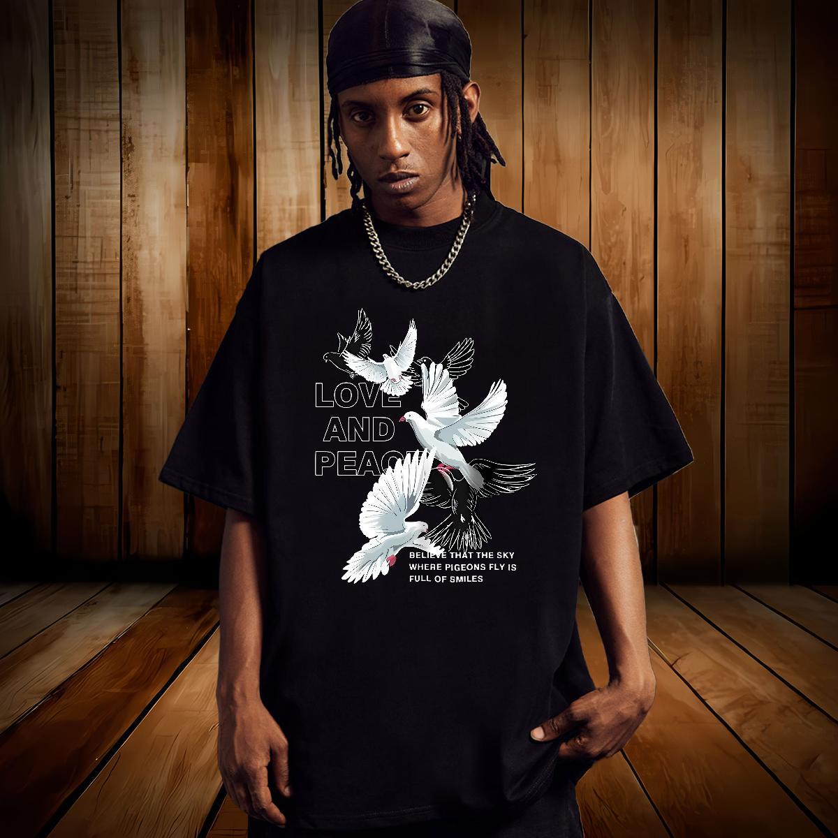 Mens T Shirts 100% Cotton 230g eagle Street Casual Breathable Short Sleeve DIY Anime Men Tops Tees 2024 Summer High Quality Clothings