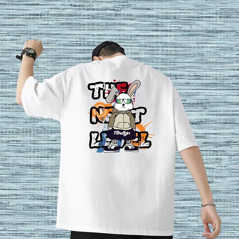 2024 Summer Man T Shirts 230g 100% Cotton rabbit Sports Casual Wear Breathable Short Sleeve High Quality Couples T Shirts DIY