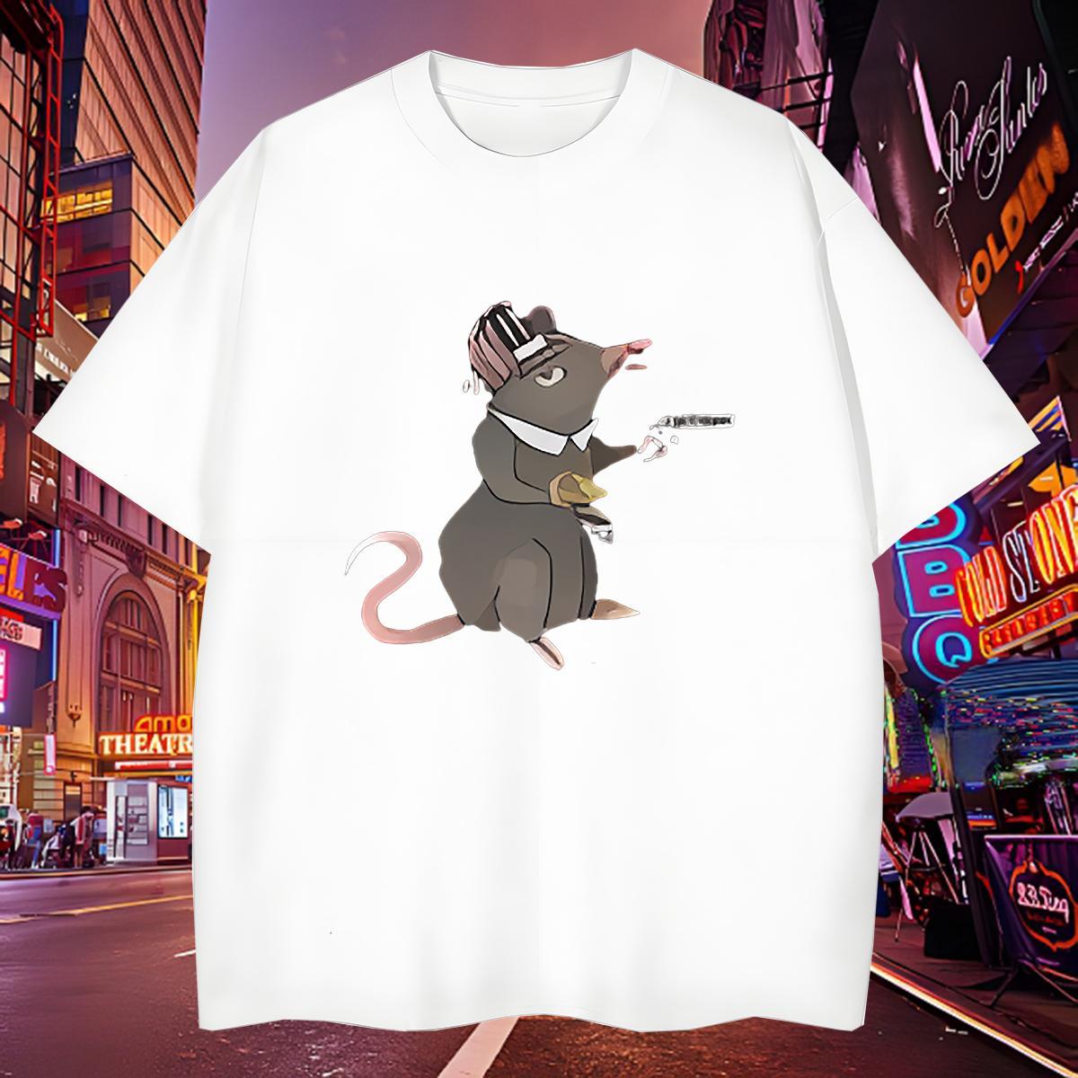 Free Shipping Tshirts 230g Cotton mouse T Shirt For Man Street wear Hip Hop Short Sleeve O-Neck Floral Print 2024 DIY Wear