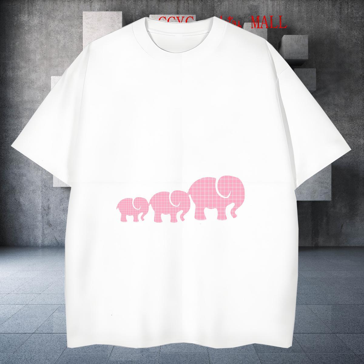 Free Shipping T shirt 100% Cotton 230g Elephant Beach Tshirts Round Neck Short Sleeve Unisex Men Tshirts Cartoon Print