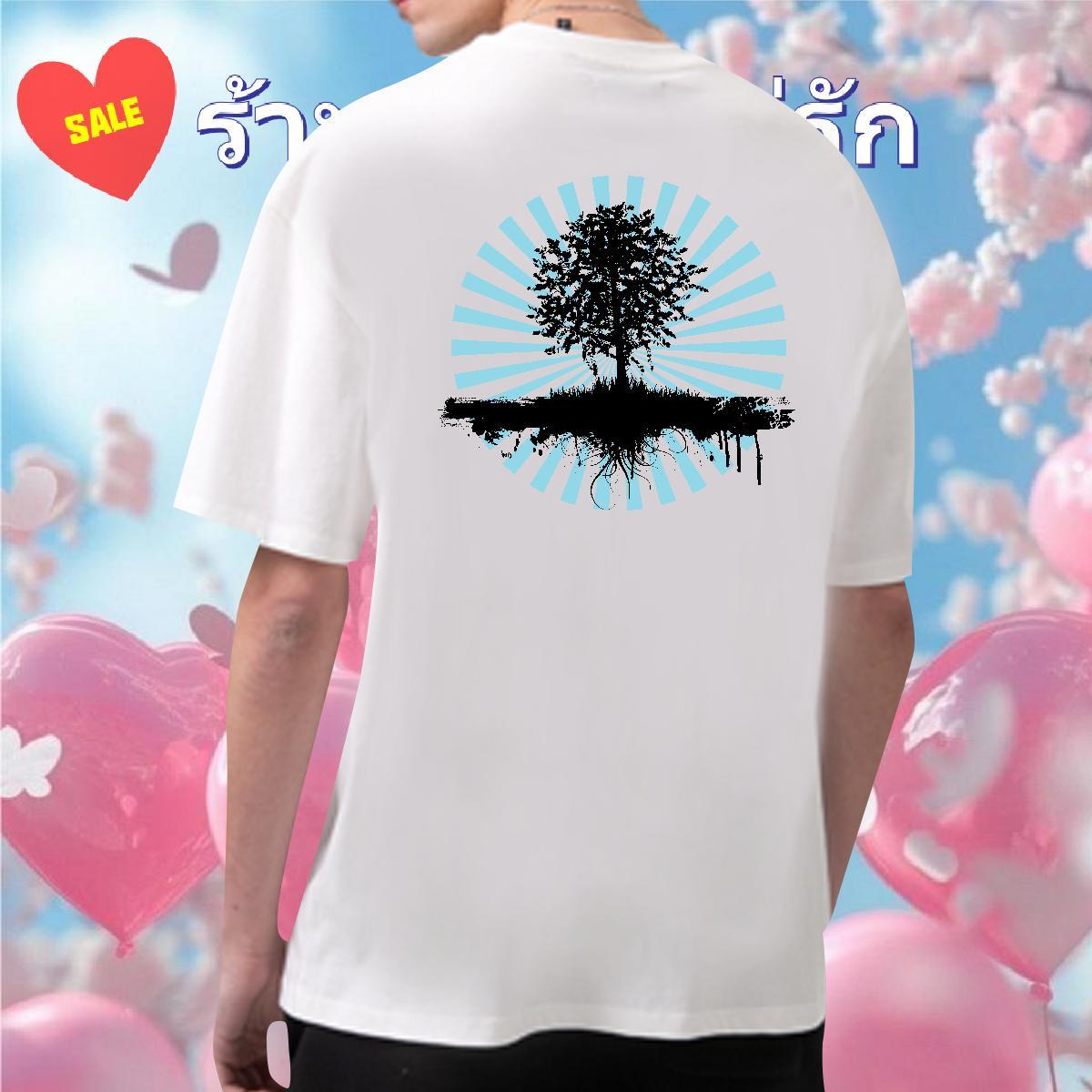 New T-Shirts for Men 230g Pure Cotton tree High Street Hip Hop Clothings Breathable Crew Neck Wholesale Couples T Shirts Graphic
