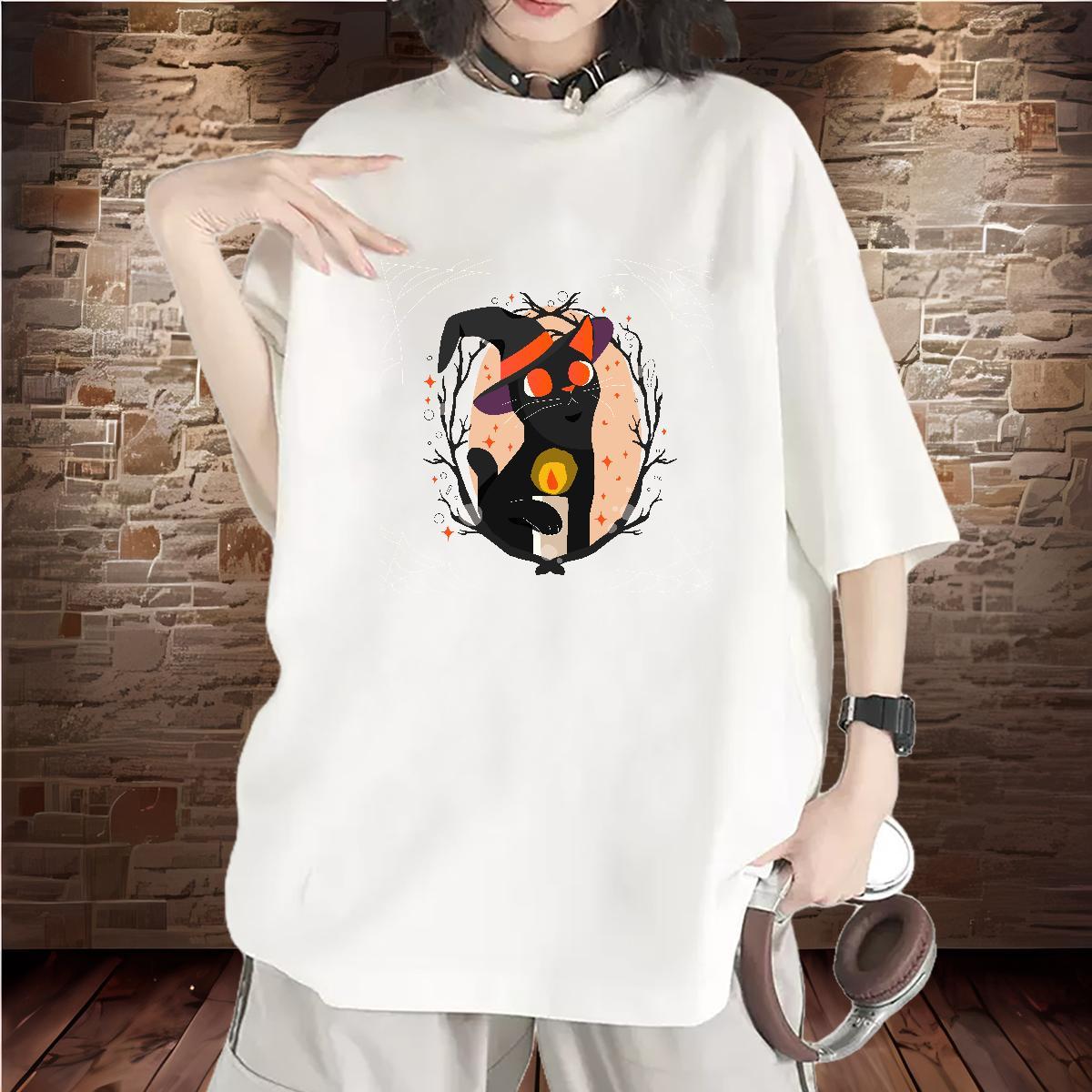 High quality Womens T Shirts O-Neck Short Sleeve Unisex Tshirts Custom Printing cat Street 230g 100% Cotton Classic Wear