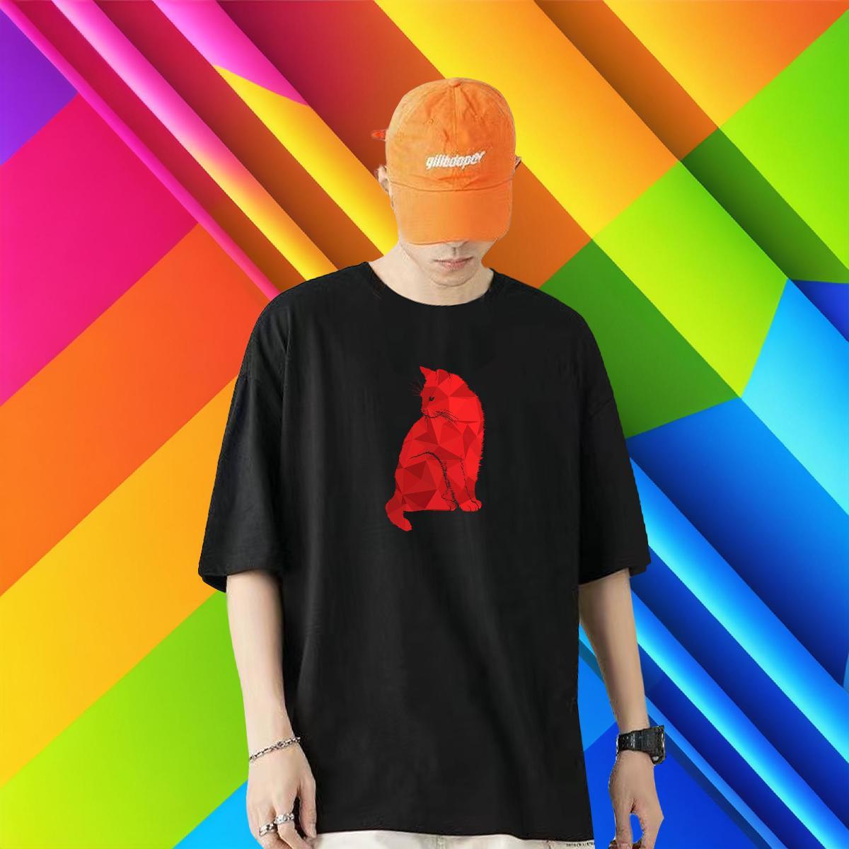 DIY Men T Shirts 230g Pure Cotton cat Summer Casual Tees Shirts O Neck Short Sleeves TOP Quality Tshirts Plus Size Cartoon