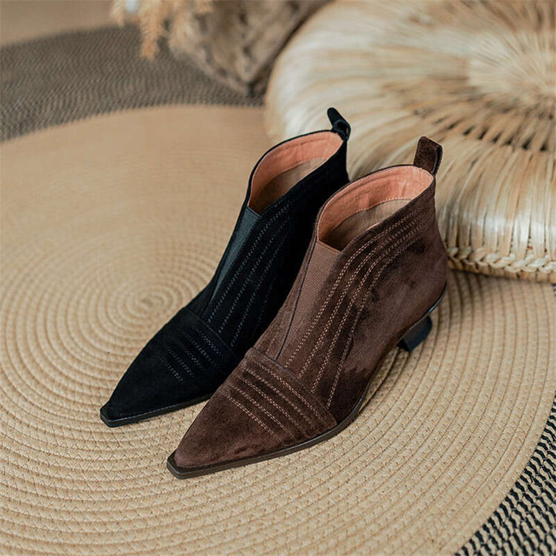 New Winter Sheep Suede Pointed Toe For Women Autumn Fashion Ankle Boots Concise Ladies Shoes Zapatos De Mujer