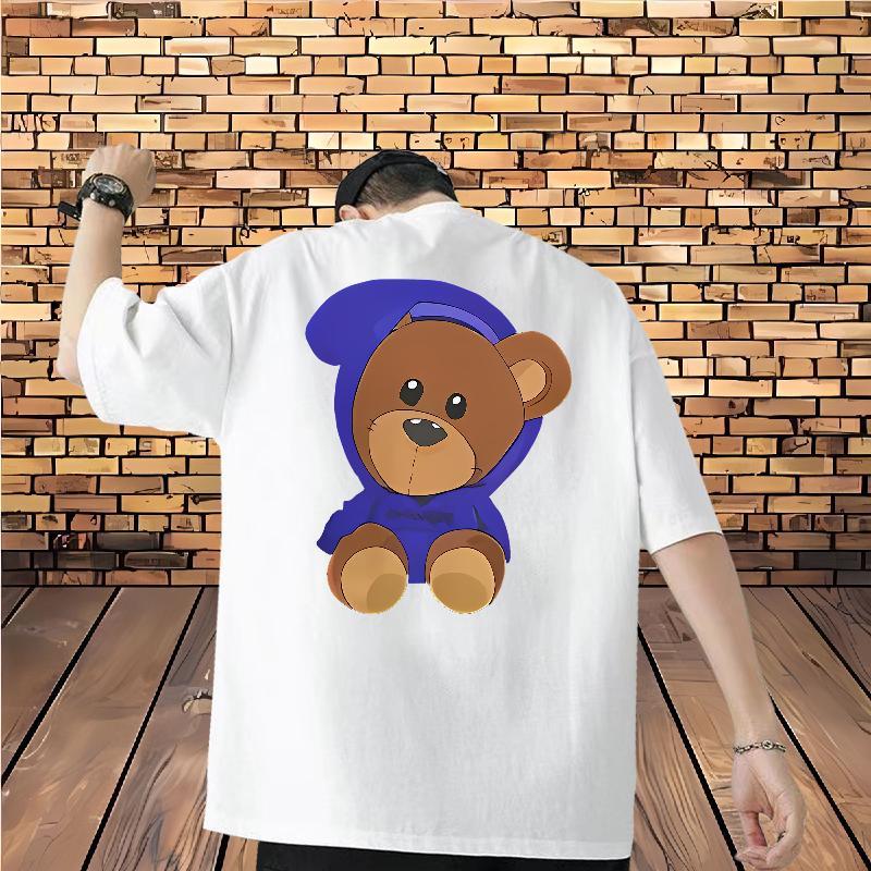 Brand T-Shirts for Men 100% Cotton 230g bear Daily Wear Tops Tees Crew Neck Cool Design Couples T Shirts Custom Anime