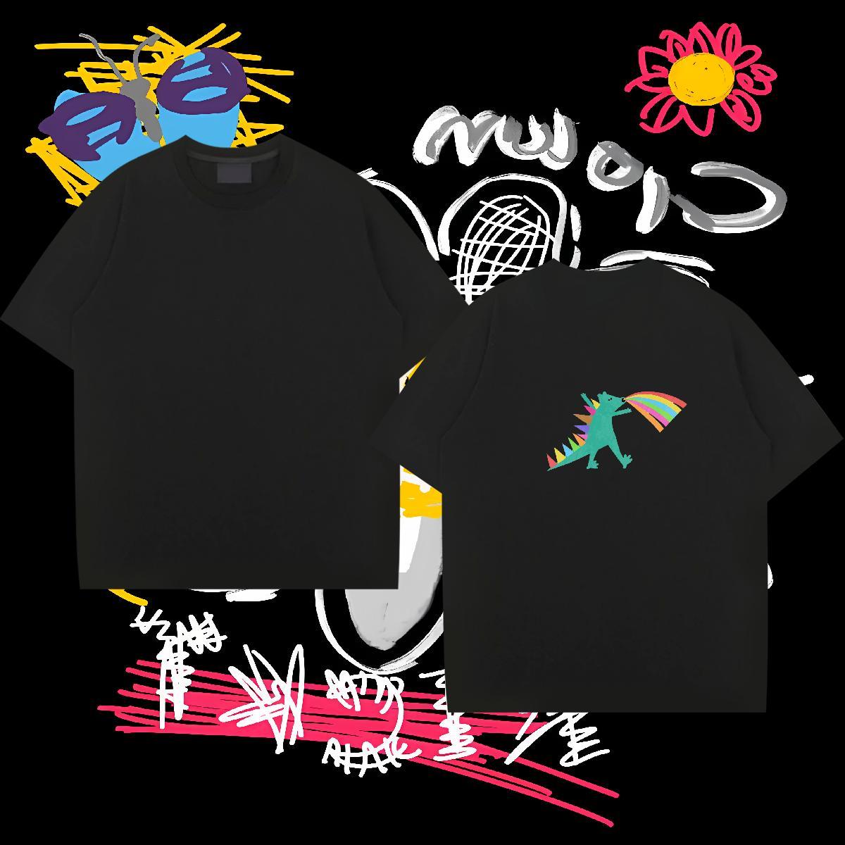 New Man T Shirts 100% Cotton 230g dinosaur Casual Beach Clothes O-Neck Short Sleeve Unisex Tshirts Custom Printing