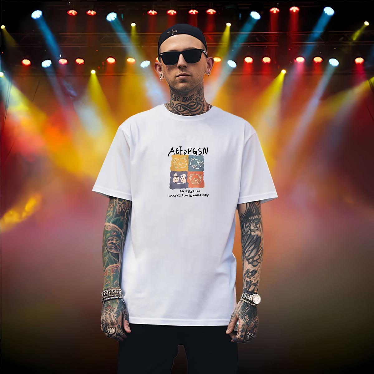 Men T Shirts 230g Cotton bear Beach Breathable Short Sleeve Customized Tshirts Brand Classic Clothings