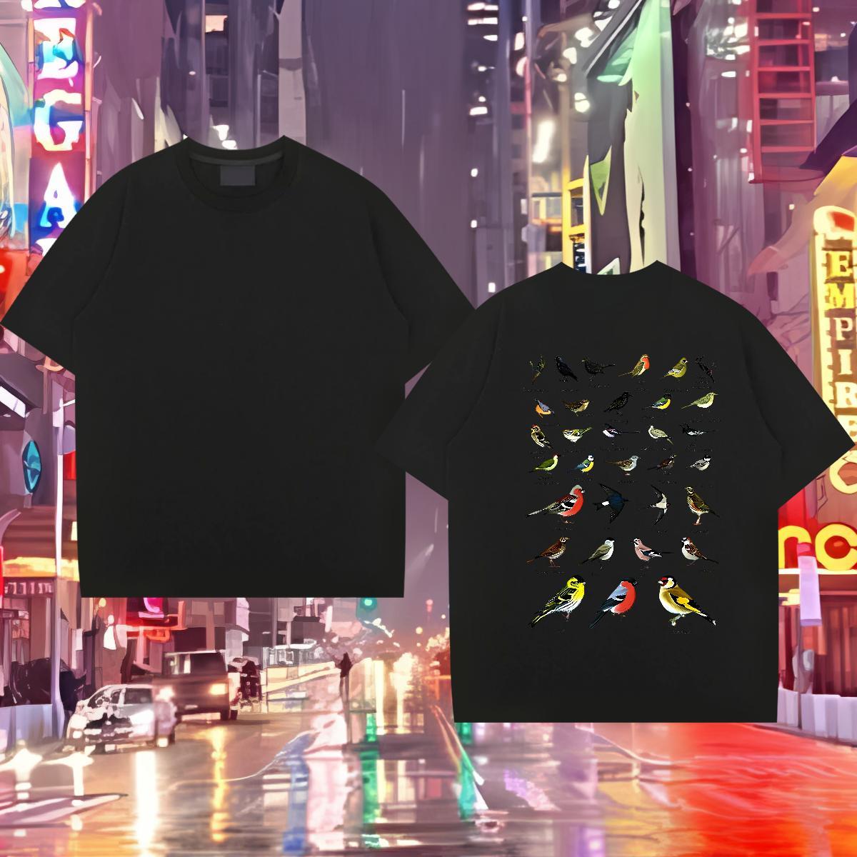 Designer T-Shirts for Men 230g 100% Cotton bird High Street Hip Hop Tops Tees Breathable Short Sleeve Loose Fit Tshirt for Man Woman White Plus Size