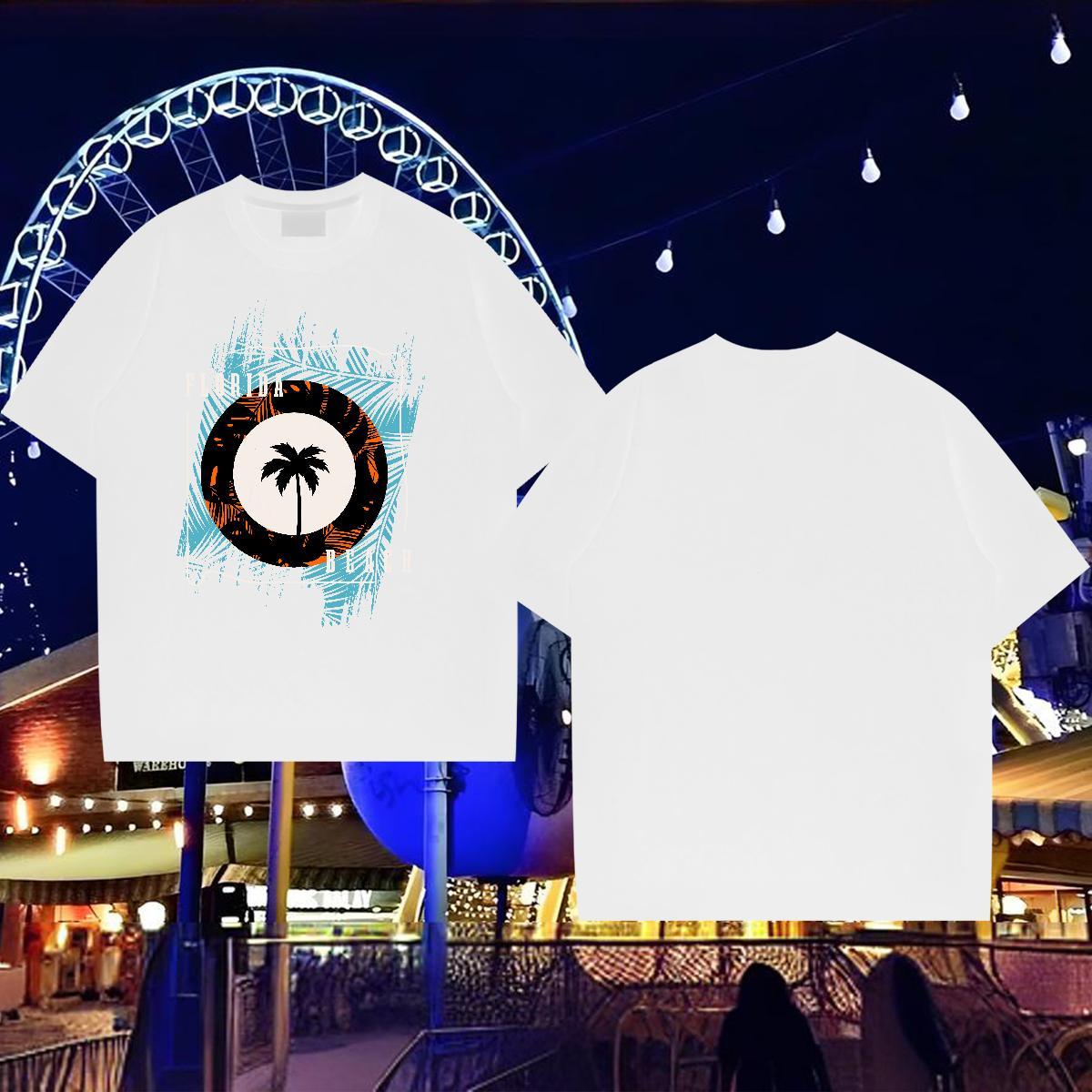 2024 New Man T Shirts 230g Pure Cotton tree Spring Summer Tee Shirt Round Neck Short Sleeve Loose Fit Men Tshirts DIY Printed